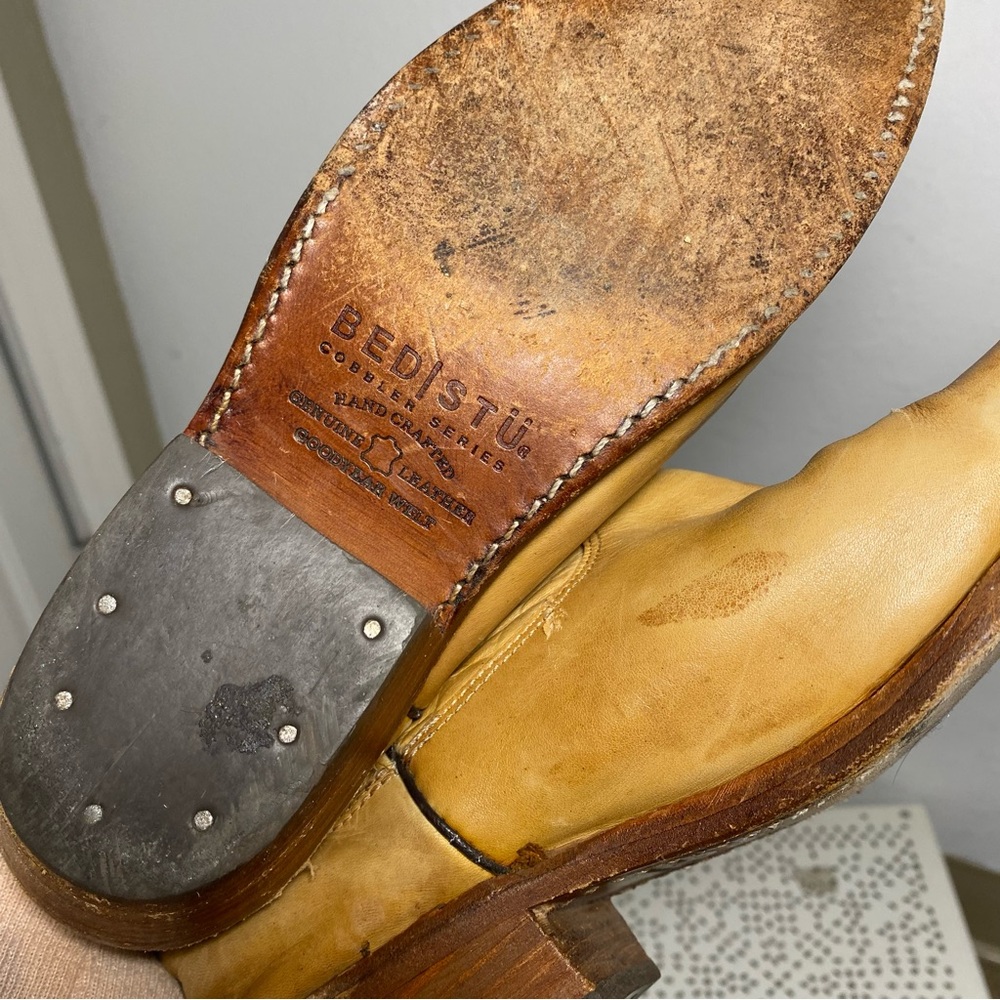 Bed Stu Women’s 7.5  Cowboy Bench Studded Star Ankle Boots Cobbler Leather - Picture 9 of 10